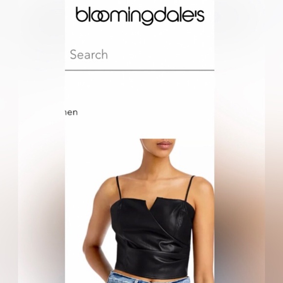 LUCY PARIS black faux leather bustier crop tank top w/spaghetti strap NEW RE$69 - Picture 13 of 14